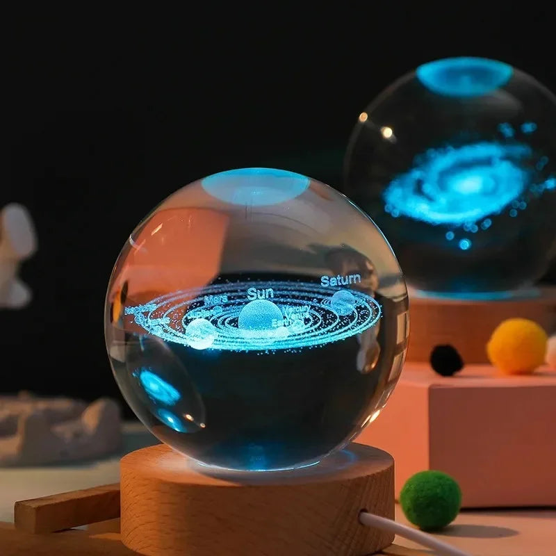 3D Crystal Ball Lamp - Laser Engraved Solar System Globe | Astronomy Gift Idea - ZOOMNSTORE