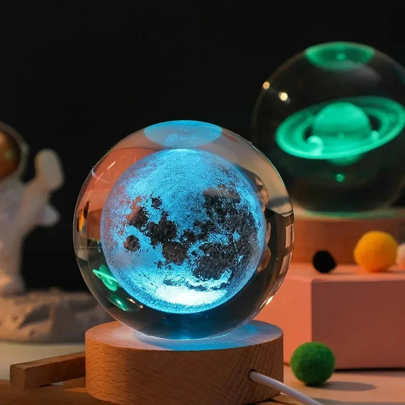 3D Crystal Ball Lamp - Laser Engraved Solar System Globe | Astronomy Gift Idea - ZOOMNSTORE