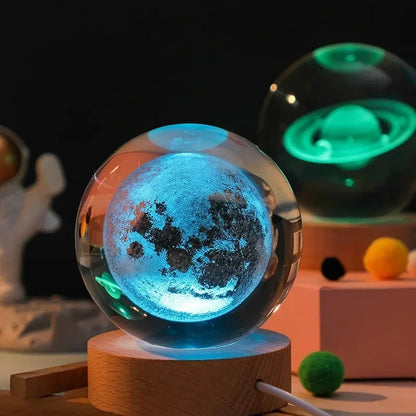 3D Crystal Ball Lamp - Laser Engraved Solar System Globe | Astronomy Gift Idea - ZOOMNSTORE