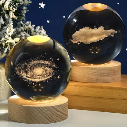 3D Crystal Ball Lamp - Laser Engraved Solar System Globe | Astronomy Gift Idea - ZOOMNSTORE