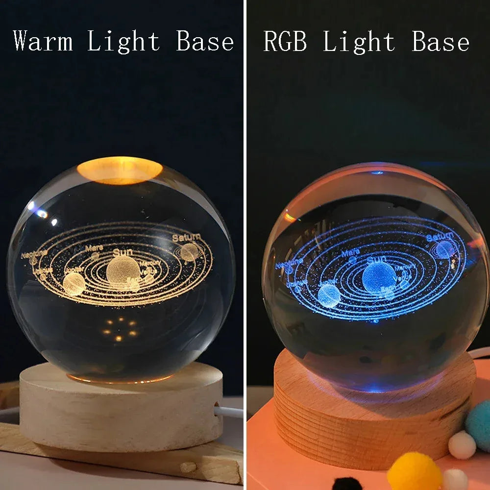 3D Crystal Ball Lamp - Laser Engraved Solar System Globe | Astronomy Gift Idea - ZOOMNSTORE