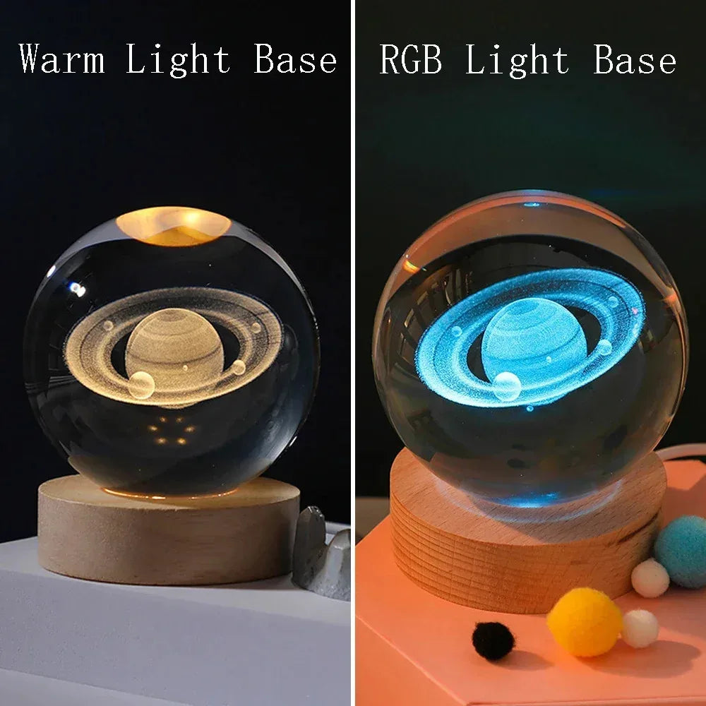 3D Crystal Ball Lamp - Laser Engraved Solar System Globe | Astronomy Gift Idea - ZOOMNSTORE