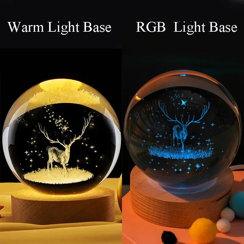 3D Crystal Ball Lamp - Laser Engraved Solar System Globe | Astronomy Gift Idea - ZOOMNSTORE