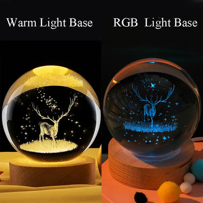 3D Crystal Ball Lamp - Laser Engraved Solar System Globe | Astronomy Gift Idea - ZOOMNSTORE