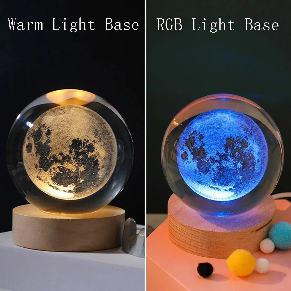 3D Crystal Ball Lamp - Laser Engraved Solar System Globe | Astronomy Gift Idea - ZOOMNSTORE