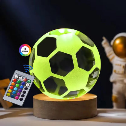 3D Crystal Ball Night Light – USB Powered Lamp With Remote Control & Wooden Base - ZOOMNSTORE