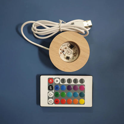 3D Crystal Ball Night Light – USB Powered Lamp With Remote Control & Wooden Base - ZOOMNSTORE