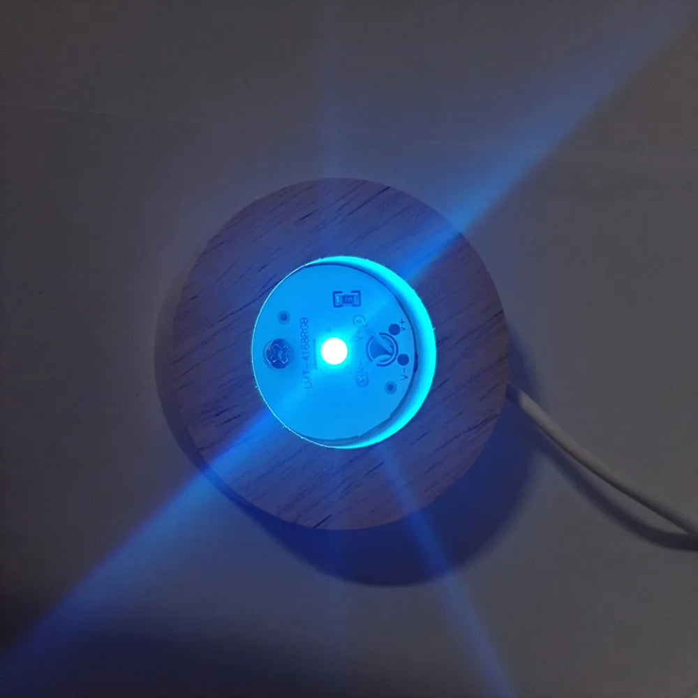 3D Crystal Ball Night Light – USB Powered Lamp With Remote Control & Wooden Base - ZOOMNSTORE