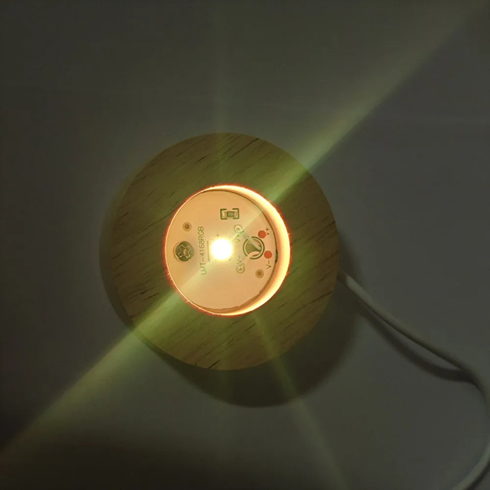 3D Crystal Ball Night Light – USB Powered Lamp With Remote Control & Wooden Base - ZOOMNSTORE