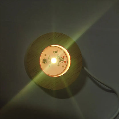 3D Crystal Ball Night Light – USB Powered Lamp With Remote Control & Wooden Base - ZOOMNSTORE