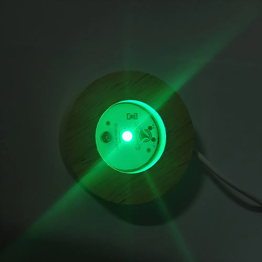 3D Crystal Ball Night Light – USB Powered Lamp With Remote Control & Wooden Base - ZOOMNSTORE