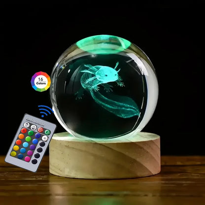 3D Crystal Ball Night Light – USB Powered Lamp With Remote Control & Wooden Base - ZOOMNSTORE