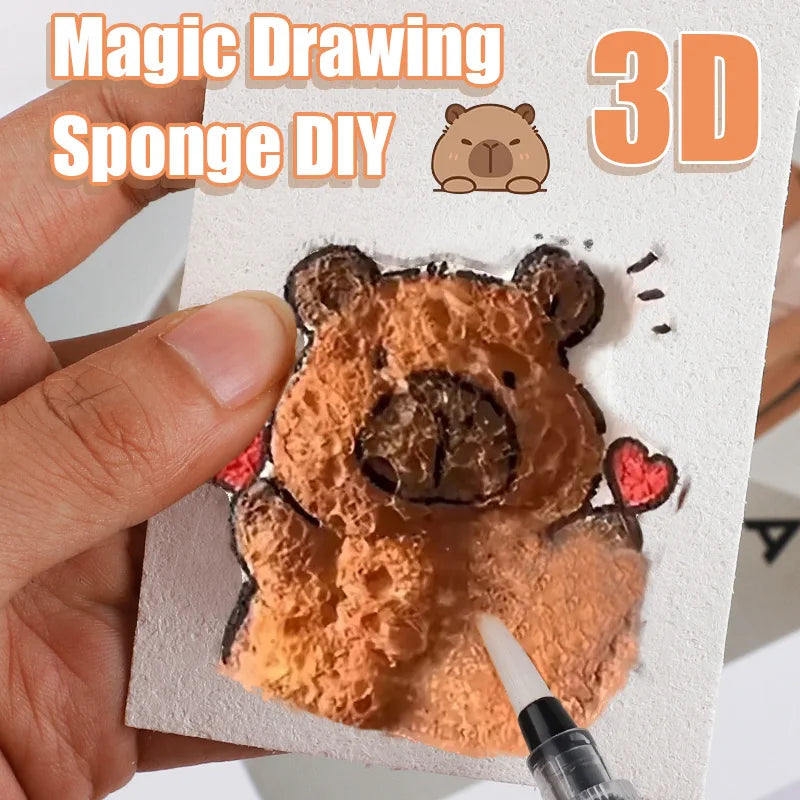 3D Drawing Magic Canvas Set - DIY Art Foam Texture with Water Brush 2636 Pcs for Kids Parties and Gifts - ZOOMNSTORE