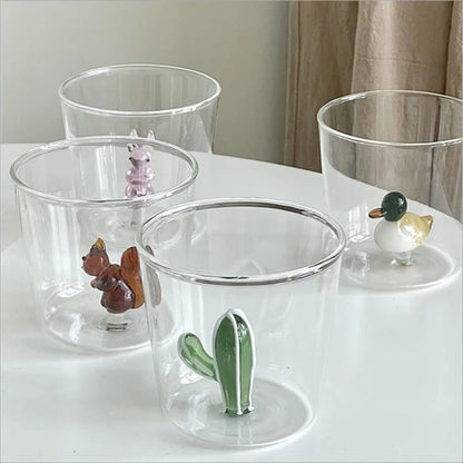 3D Glass Cup - Handmade Bubble Mug With Animal & Plant Shapes | Eco-Friendly Drinkware Gift - ZOOMNSTORE