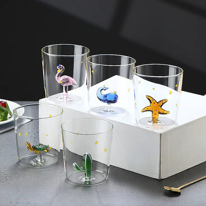 3D Glass Cup - Handmade Bubble Mug With Animal & Plant Shapes | Eco-Friendly Drinkware Gift - ZOOMNSTORE