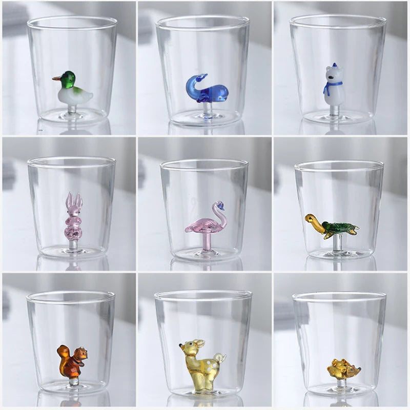 3D Glass Cup - Handmade Bubble Mug With Animal & Plant Shapes | Eco-Friendly Drinkware Gift - ZOOMNSTORE