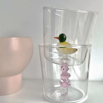 3D Glass Cup - Handmade Bubble Mug With Animal & Plant Shapes | Eco-Friendly Drinkware Gift - ZOOMNSTORE