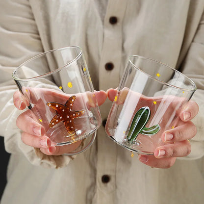 3D Glass Cup - Handmade Bubble Mug With Animal & Plant Shapes | Eco-Friendly Drinkware Gift - ZOOMNSTORE