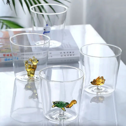 3D Glass Cup - Handmade Bubble Mug With Animal & Plant Shapes | Eco-Friendly Drinkware Gift - ZOOMNSTORE