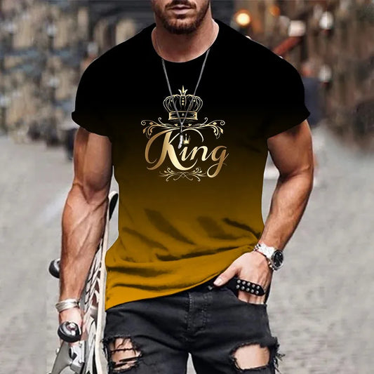 3D Gradient Mens T-Shirt - Casual Oversized Harajuku Short Sleeve Top - ZOOMNSTORE