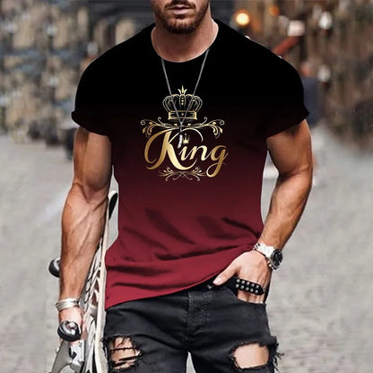 3D Gradient Mens T-Shirt - Casual Oversized Harajuku Short Sleeve Top - ZOOMNSTORE