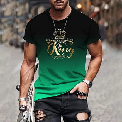3D Gradient Mens T-Shirt - Casual Oversized Harajuku Short Sleeve Top - ZOOMNSTORE
