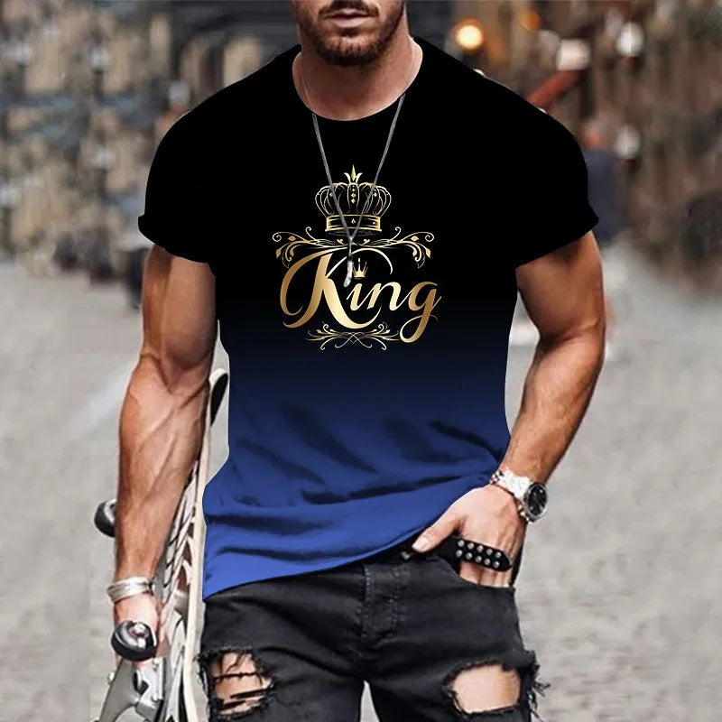 3D Gradient Mens T-Shirt - Casual Oversized Harajuku Short Sleeve Top - ZOOMNSTORE