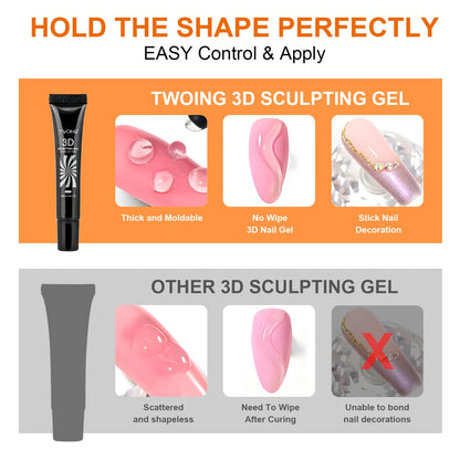 3D Nail Art Gel - Waterproof Sculpting Gel 10ml for Creative DIY Designs & Intricate Shapes - ZOOMNSTORE