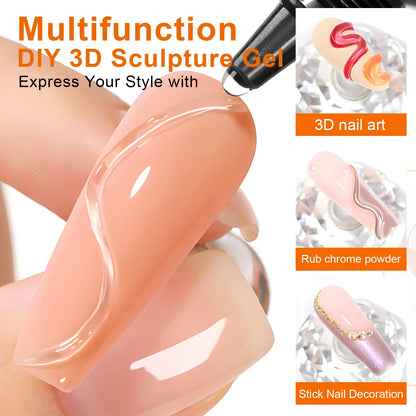3D Nail Art Gel - Waterproof Sculpting Gel 10ml for Creative DIY Designs & Intricate Shapes - ZOOMNSTORE