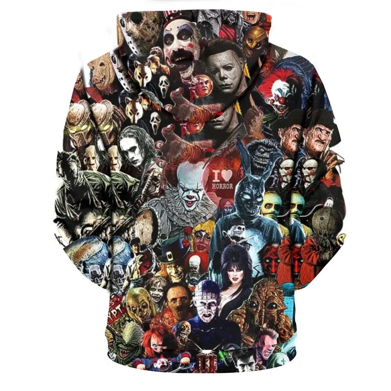 3D Printed Horror Movie Hoodie - Oversized Casual Pullover for Men  Women - ZOOMNSTORE