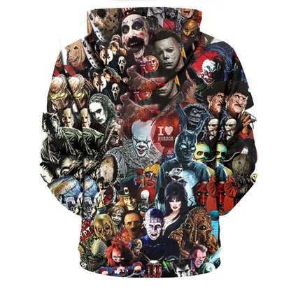 3D Printed Horror Movie Hoodie - Oversized Casual Pullover for Men  Women - ZOOMNSTORE