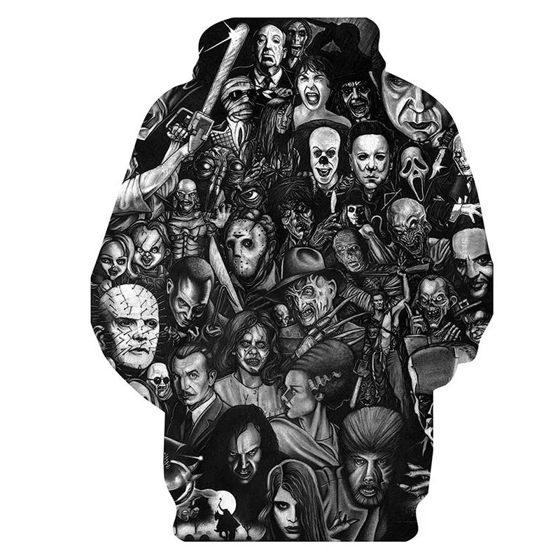 3D Printed Horror Movie Hoodie - Oversized Casual Pullover for Men  Women - ZOOMNSTORE