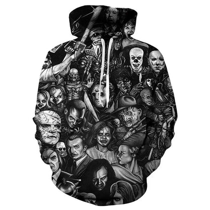 3D Printed Horror Movie Hoodie - Oversized Casual Pullover for Men  Women - ZOOMNSTORE