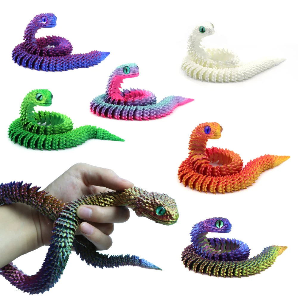3D Printed Snake Figurine – Movable Action Figures | Flexible Posture Snake Model Toy - ZOOMNSTORE