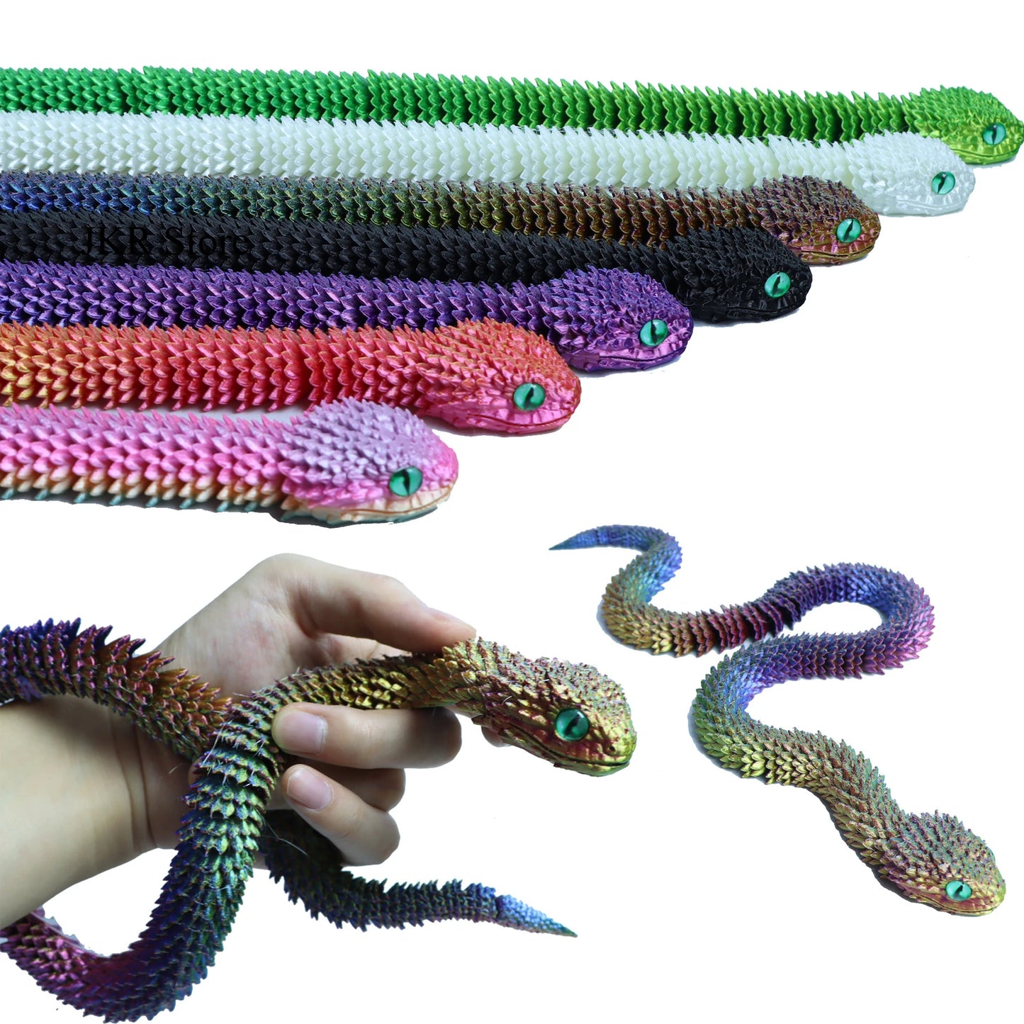 3D Printed Snake Figurine – Movable Action Figures | Flexible Posture Snake Model Toy - ZOOMNSTORE