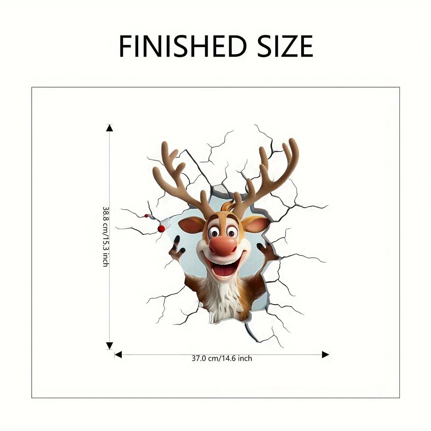 3D Reindeer Wall Decal - Removable Vinyl Christmas Decor - ZOOMNSTORE