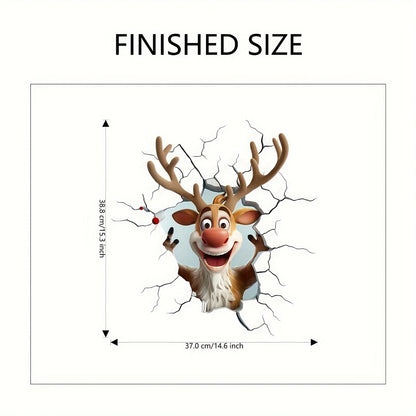 3D Reindeer Wall Decal - Removable Vinyl Christmas Decor - ZOOMNSTORE