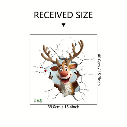 3D Reindeer Wall Decal - Removable Vinyl Christmas Decor - ZOOMNSTORE