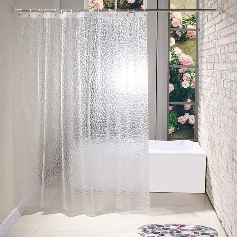 3D Waterproof Shower Curtain - Transparent Thicker Bath Curtain 180x180cm - ZOOMNSTORE