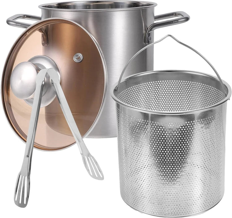 Stainless Steel Deep Fryer Pot with Lid  Basket - Japanese Tempura Fryer JT230 - ZOOMNSTORE