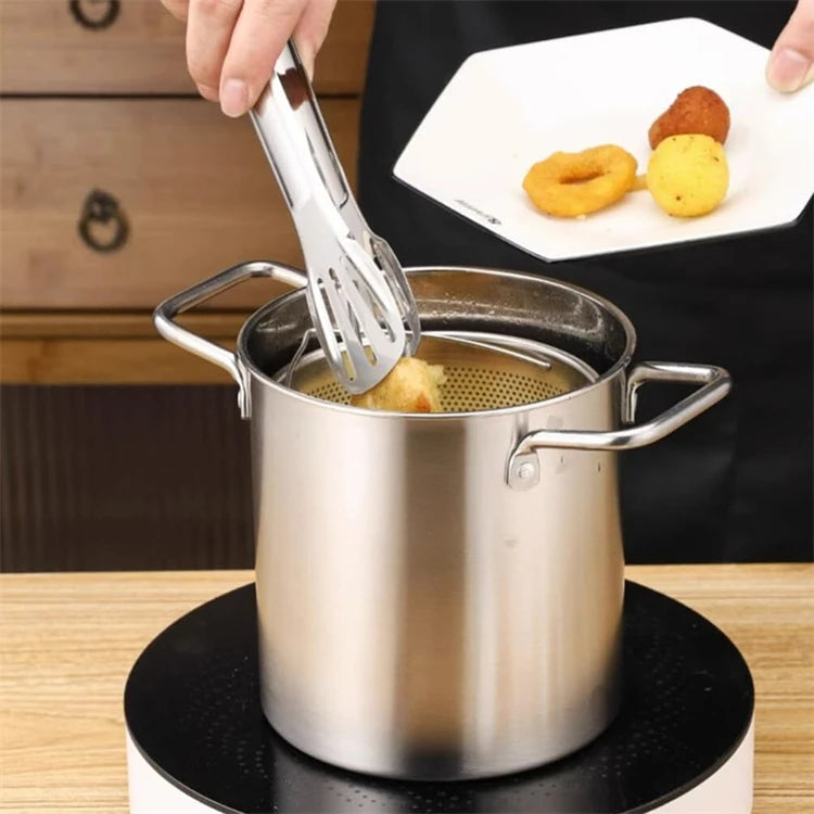 Stainless Steel Deep Fryer Pot with Lid  Basket - Japanese Tempura Fryer JT230 - ZOOMNSTORE