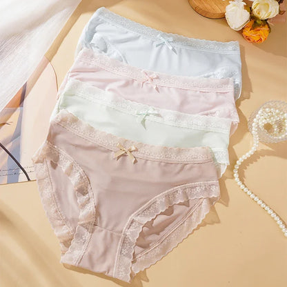 3PCS Womens Lace Low Waist Briefs - Sexy Quick Drying Seamless Underwear - ZOOMNSTORE