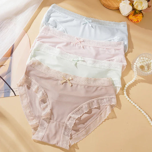 3PCS Womens Lace Low Waist Briefs - Sexy Quick Drying Seamless Underwear - ZOOMNSTORE
