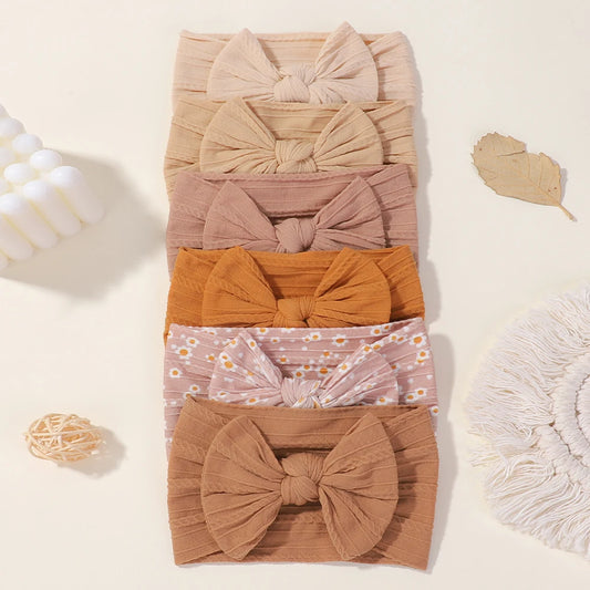 3Pcs Solid Color Baby Headband Bow Children Hair Band Elastic Nylon Newborn Headbands Soft Turban Headwrap Kid Hair Accessories - ZOOMNSTORE
