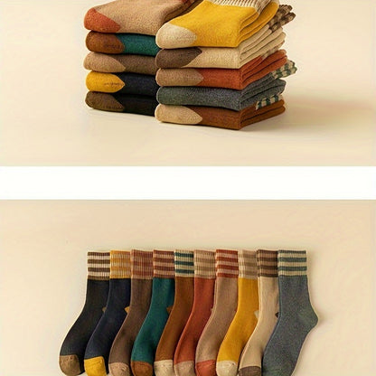 Trendy Cotton Socks - 10 Pairs in 10 Colors for Men  Women Mid Length Warm Home Sleep Socks - ZOOMNSTORE