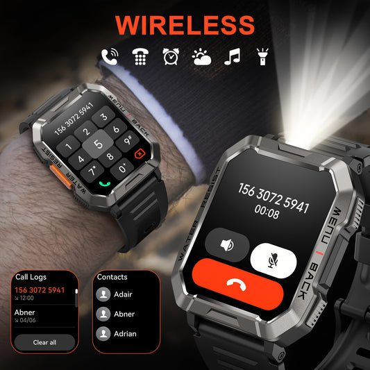 Blackview Tactical Smart Watch for Men - 100-Day Battery Flashlight Call Functions iPhone  Android Compatible - ZOOMNSTORE