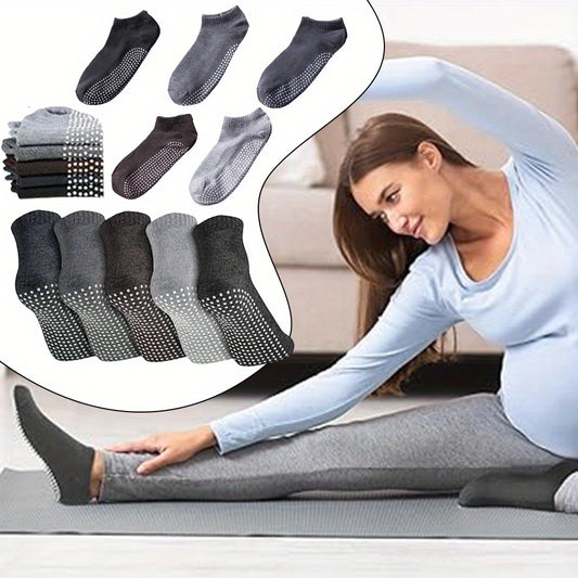 [Non-Slip Socks] Unisex Non-Slip Socks | 5-Pack | Solid Color Knit Fabric | Non-Slip, Hand Wash | Yoga, Pilates, Barre, Home Workout, Hospital | for Men & Women - ZOOMNSTORE