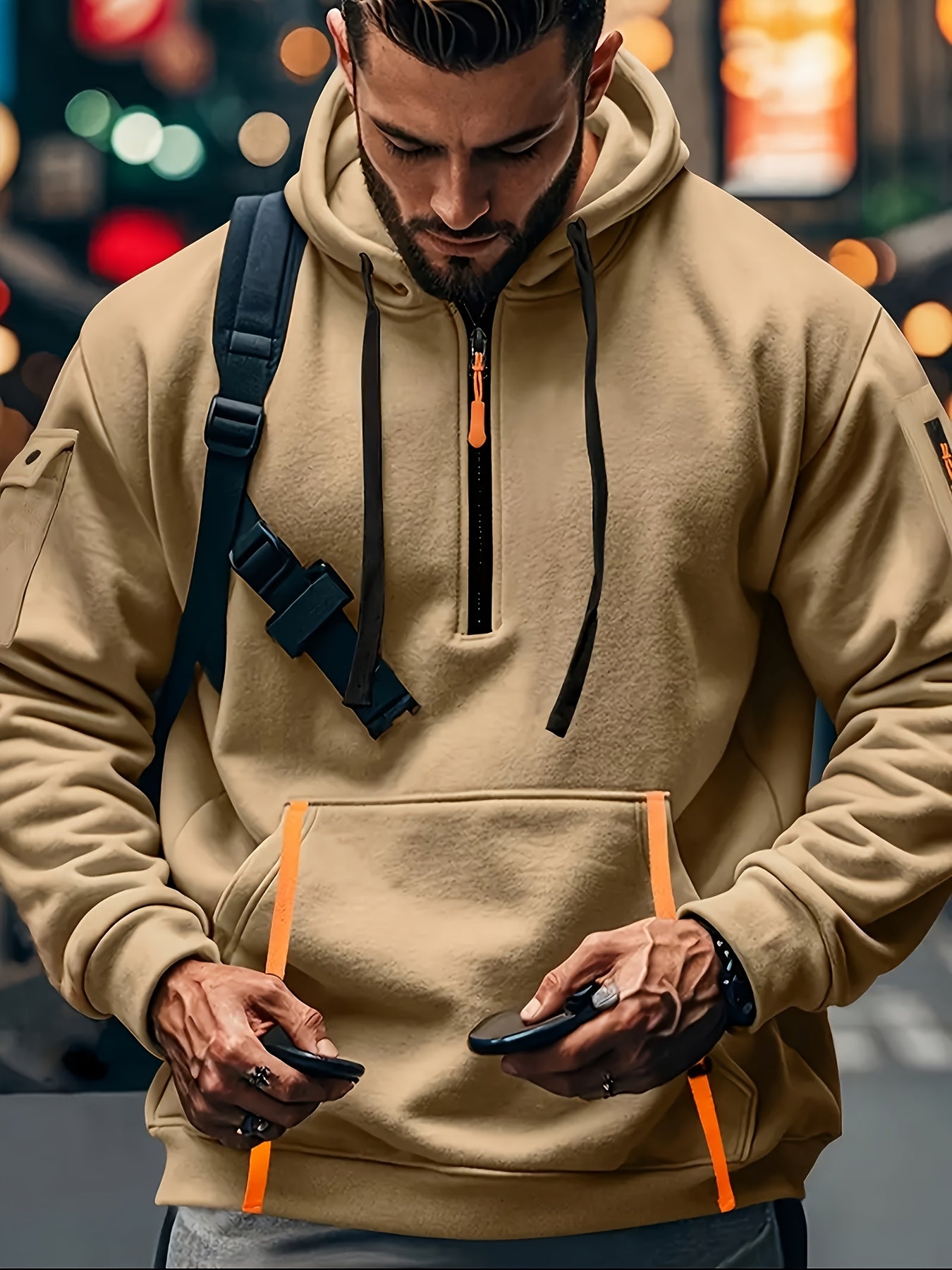 Mens Tactical Hoodie - Casual Outdoor Pullover with Zipper Pockets - ZOOMNSTORE