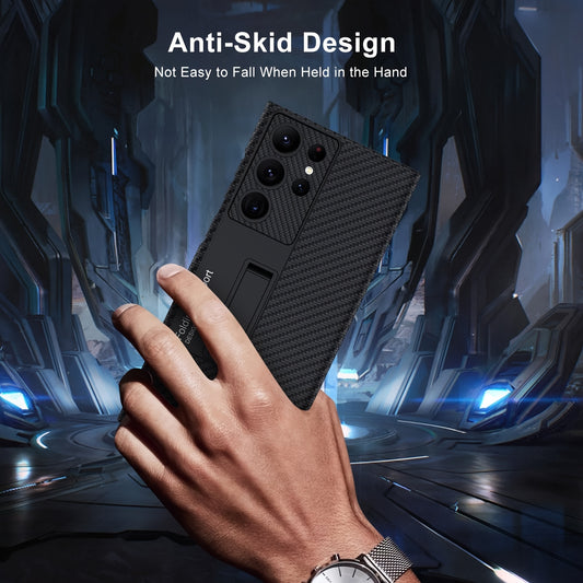 Samsung Galaxy S24 Ultra Case - Ultra-Thin Frosted Carbon Fiber Protective Cover with Stand - ZOOMNSTORE