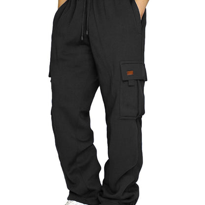 Mens Loose Cargo Pants - Casual Elastic Waist Wide Leg Sweatpants - ZOOMNSTORE